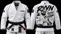 BORICGI RVVN: diseño conceptual del kimono blanco visto por delante y por detrás