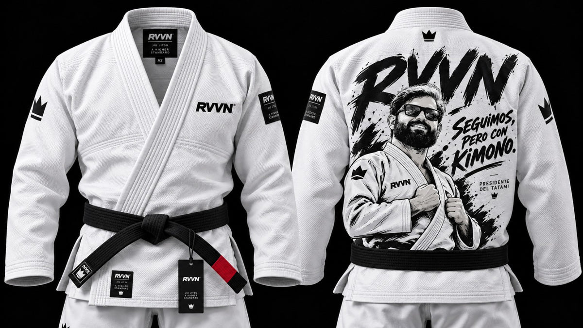 BORICGI RVVN: diseño conceptual del kimono blanco visto por delante y por detrás