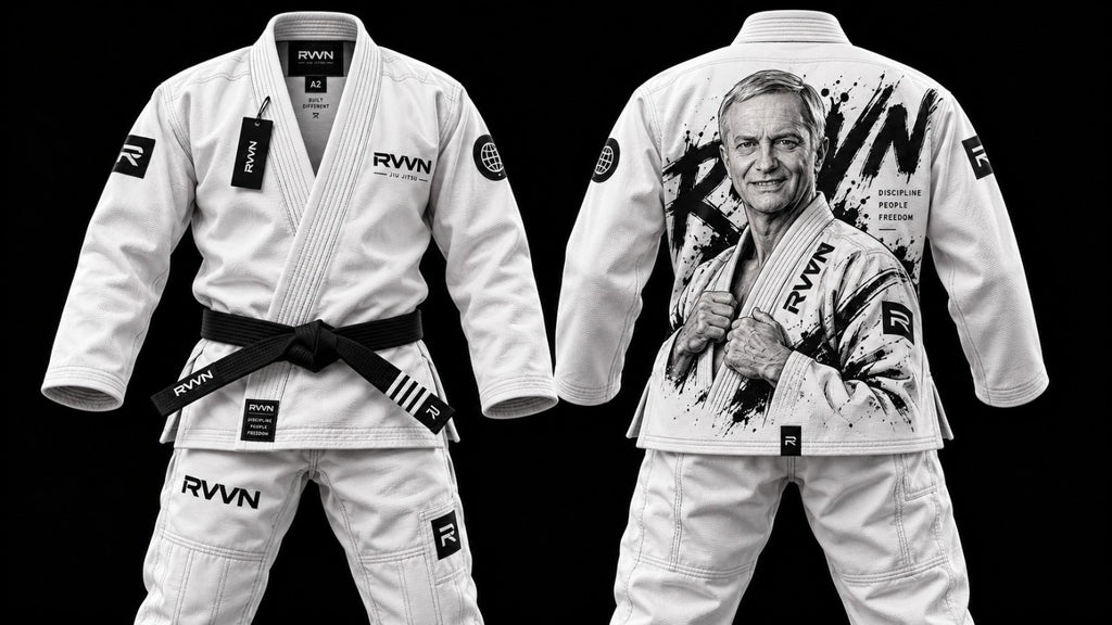KASTGI RVVN: concepto del kimono blanco mostrado de frente y por la espalda