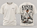 Polera RVVN Cancer Survivor blanco hueso con marca minimalista al frente e ilustración jiu-jitsu en la espalda